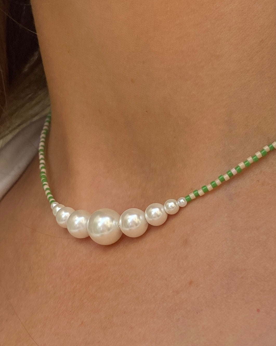 Necklace No7 - Green & Ivory
