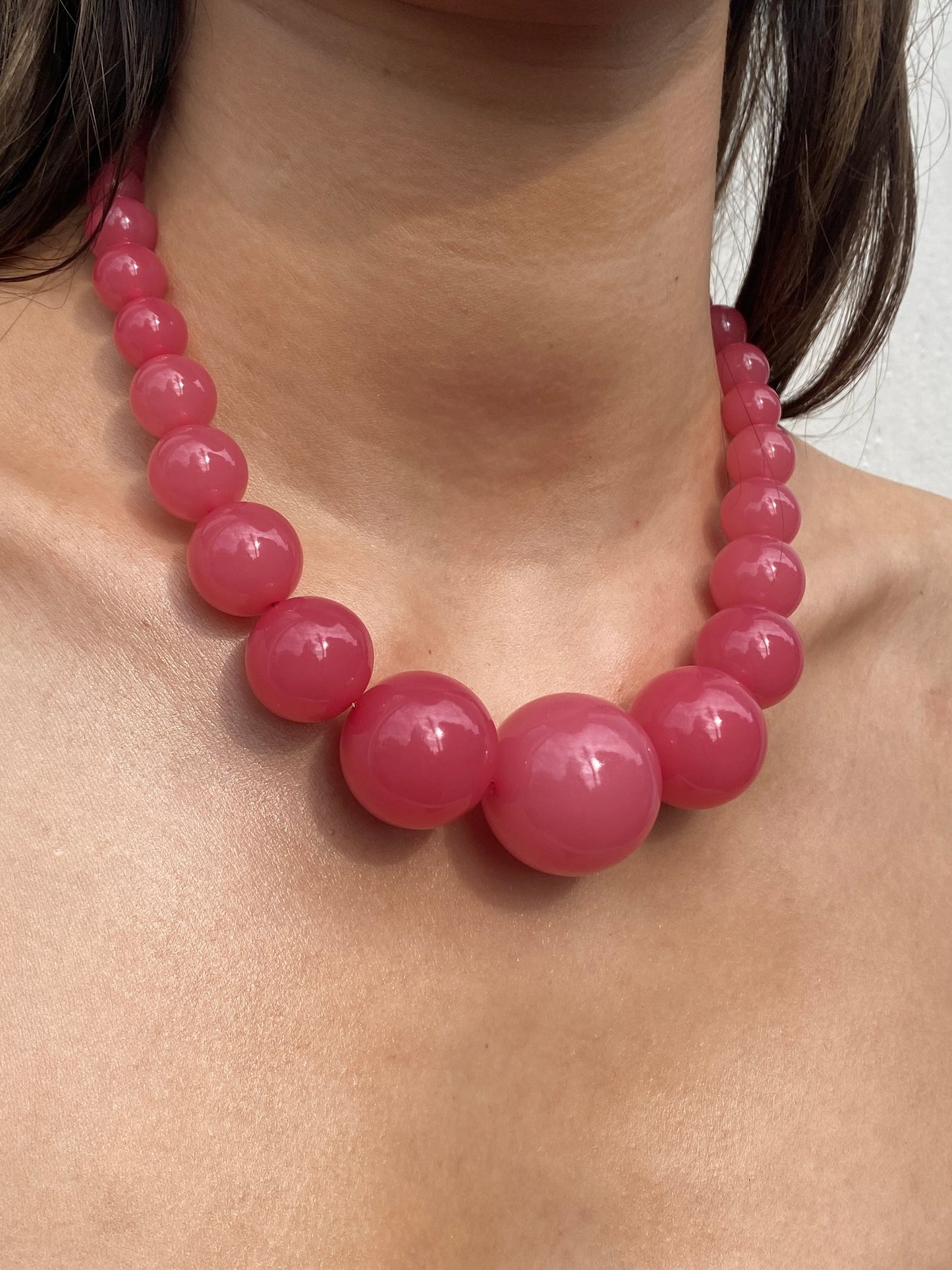 Mega Necklace - Pink Hibiscus - Limited jewellery by Lemonade - made by hand in Denmark