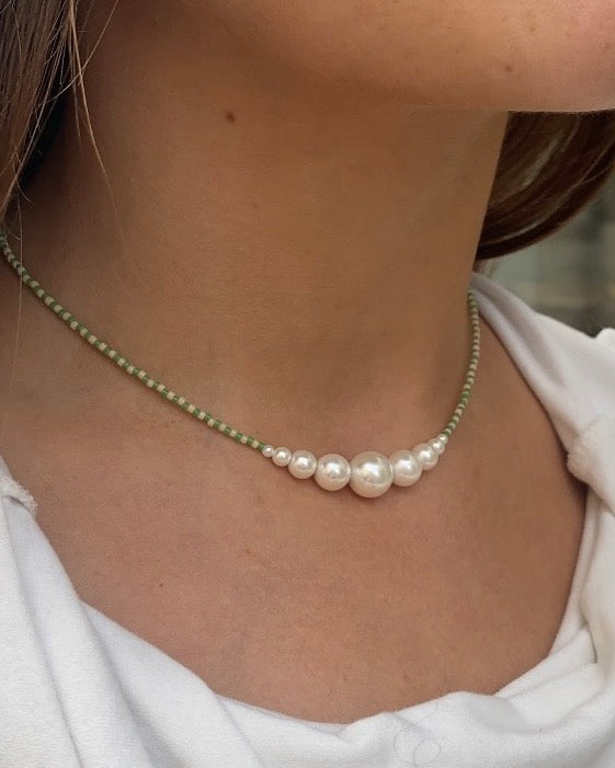 Necklace No7 - Green & Ivory