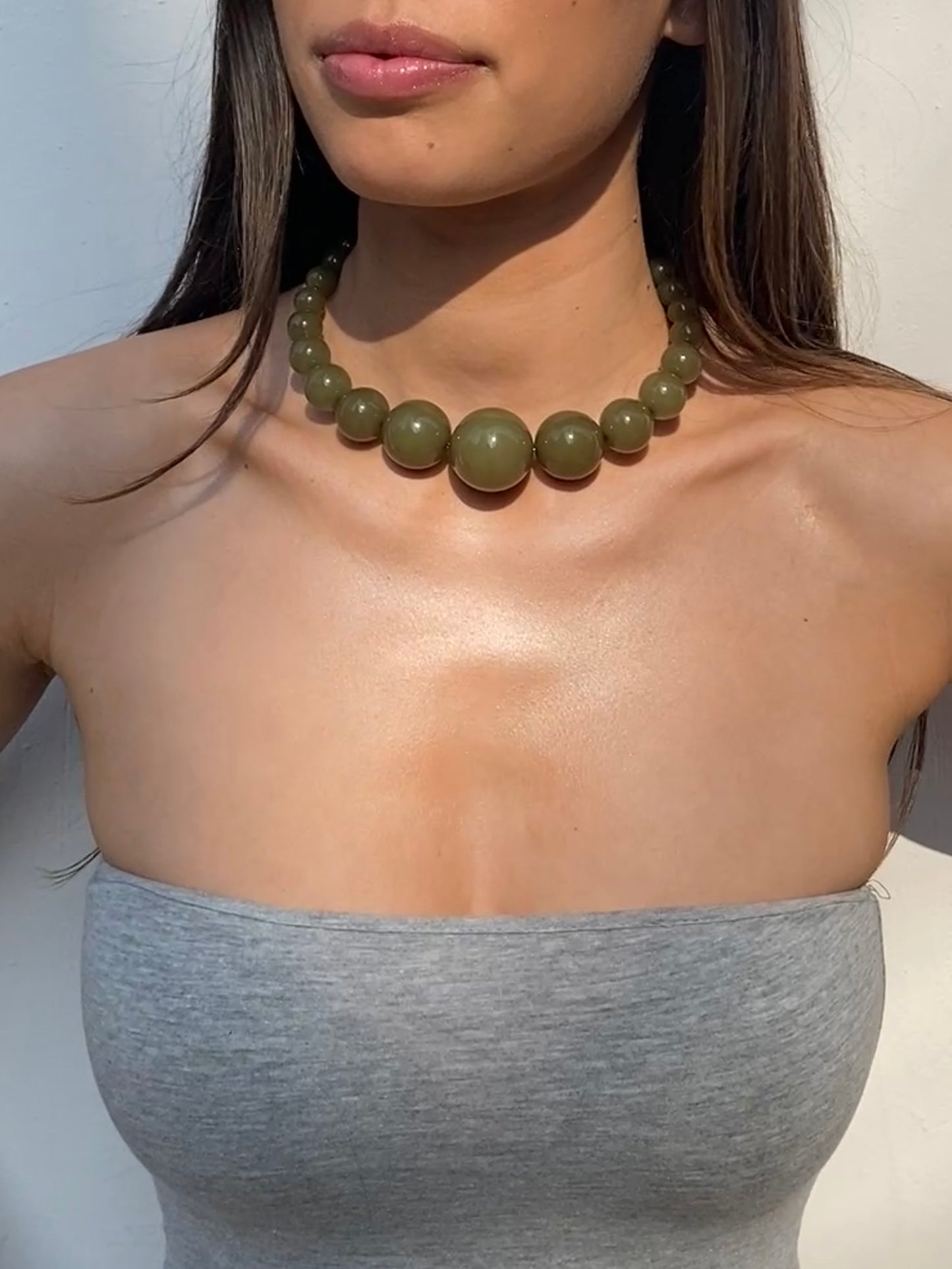 Mega Necklace - Army Green - Limited jewellery by Lemonade - made by hand in Denmark