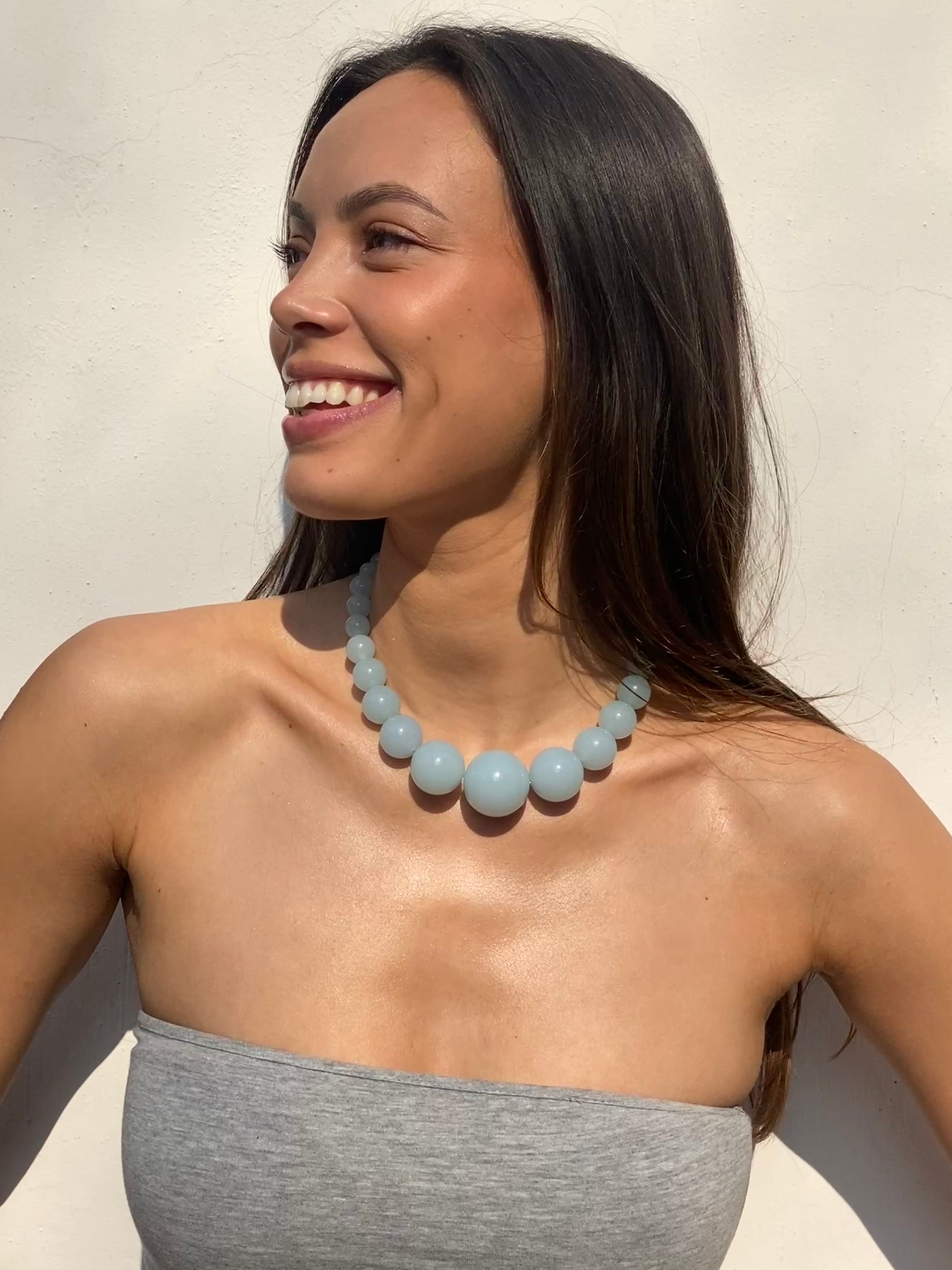 Mega Necklace - Dove Blue - Limited jewellery by Lemonade - made by hand in Denmark