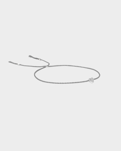 Heart Silk Bracelet - Grey - Limited jewellery by Lemonade - made by hand in Denmark