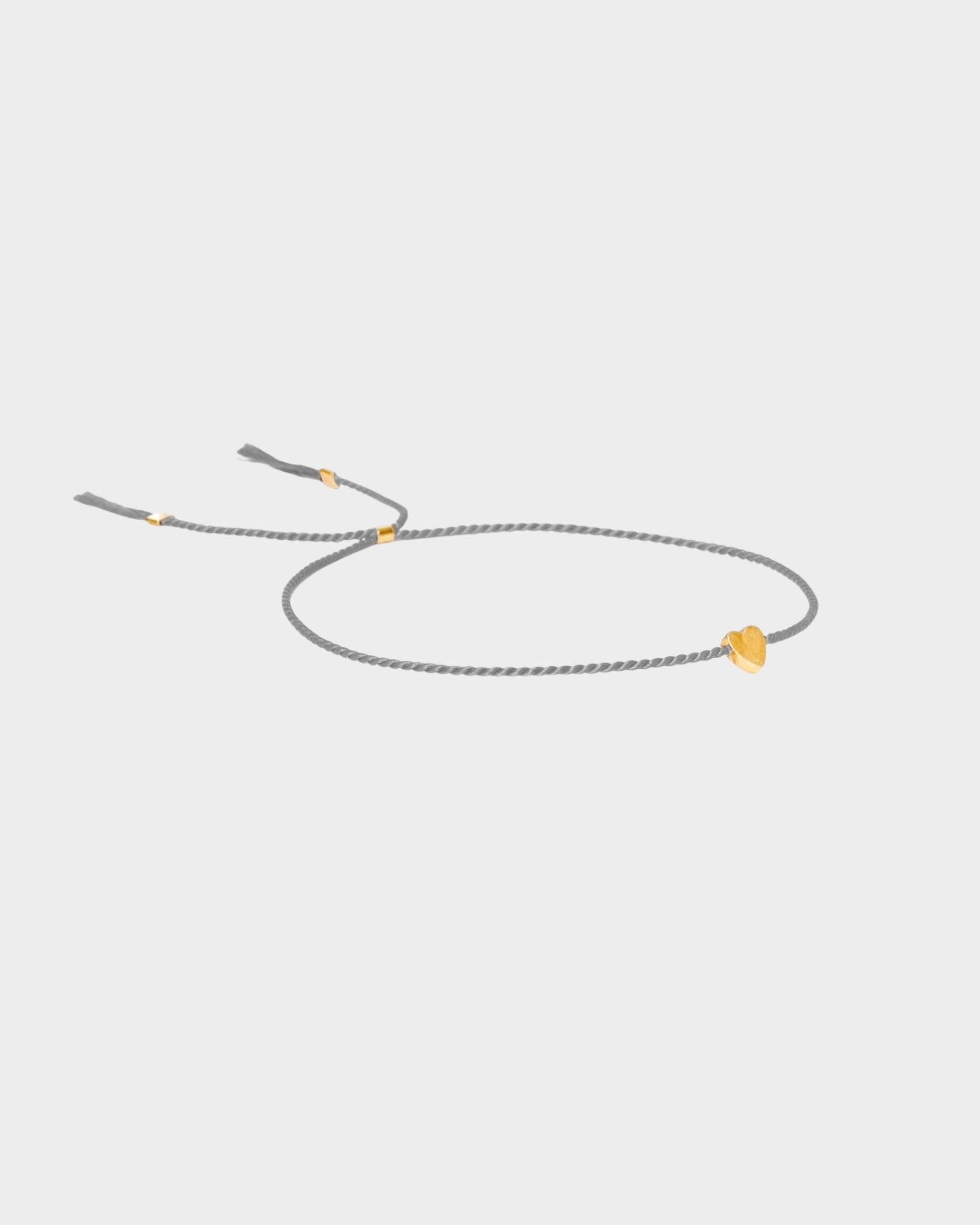 Heart Silk Bracelet - Grey - Limited jewellery by Lemonade - made by hand in Denmark