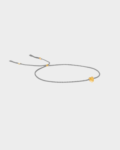 Heart Silk Bracelet - Grey - Limited jewellery by Lemonade - made by hand in Denmark