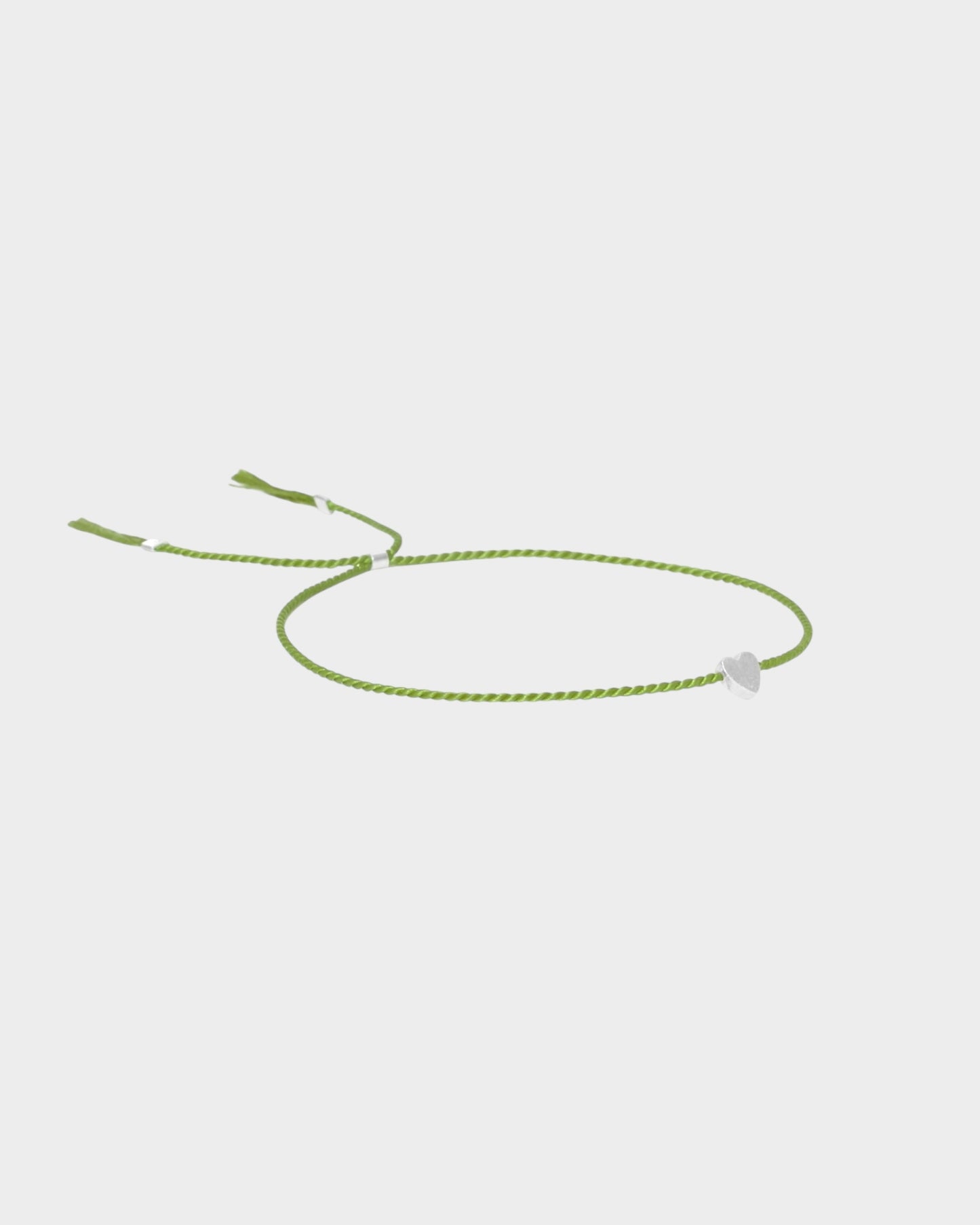 Heart Silk Bracelet - Olive - Limited jewellery by Lemonade - made by hand in Denmark