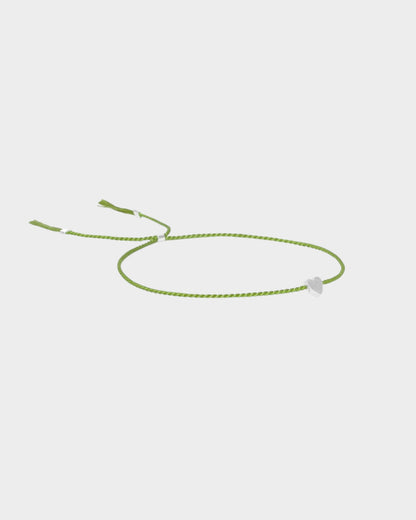 Heart Silk Bracelet - Olive - Limited jewellery by Lemonade - made by hand in Denmark