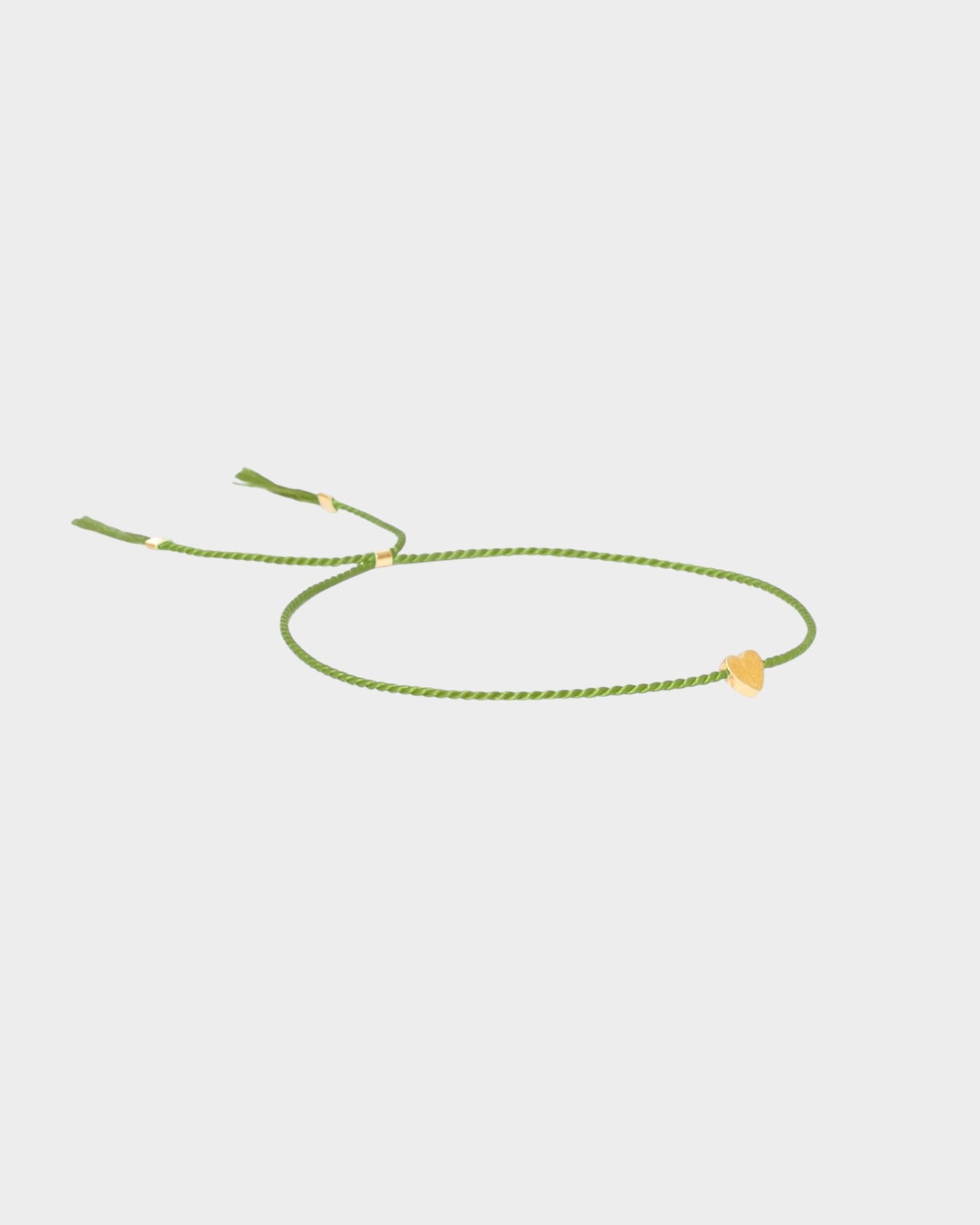 Heart Silk Bracelet - Olive - Limited jewellery by Lemonade - made by hand in Denmark