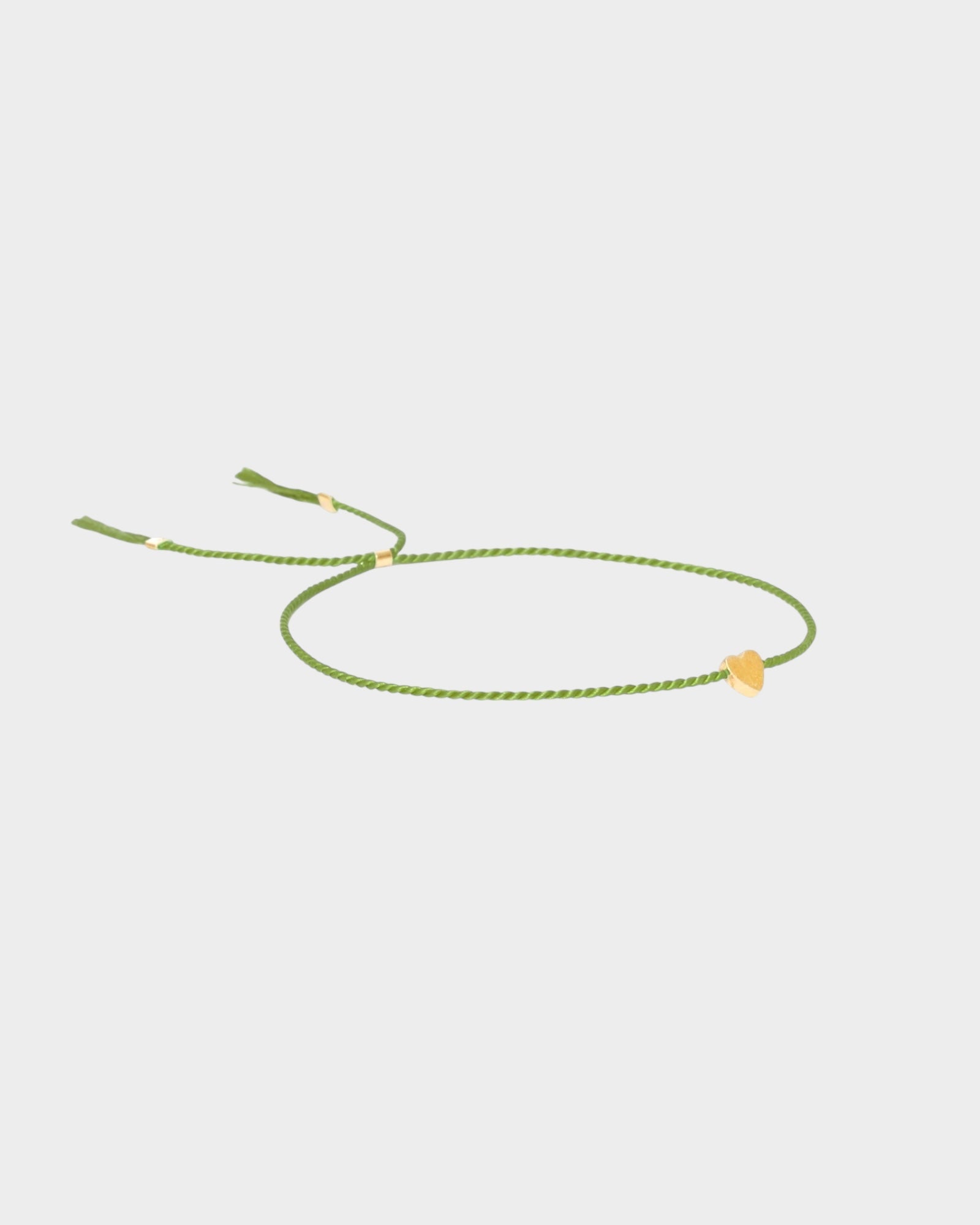 Heart Silk Bracelet - Olive - Limited jewellery by Lemonade - made by hand in Denmark