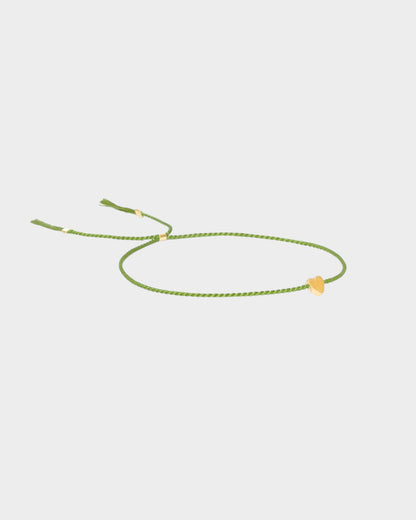 Heart Silk Bracelet - Olive - Limited jewellery by Lemonade - made by hand in Denmark
