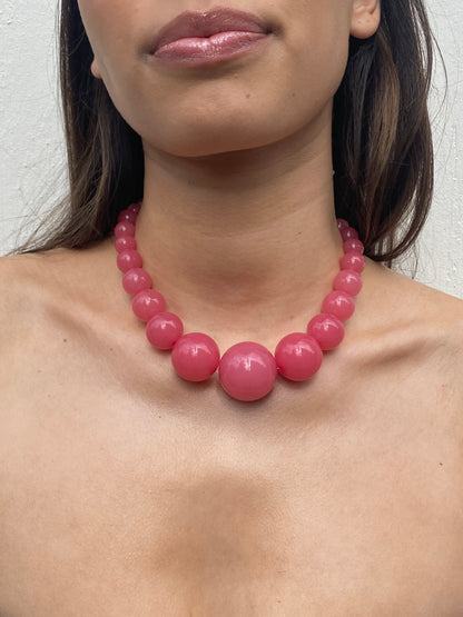 Mega Necklace - Pink Hibiscus - Limited jewellery by Lemonade - made by hand in Denmark