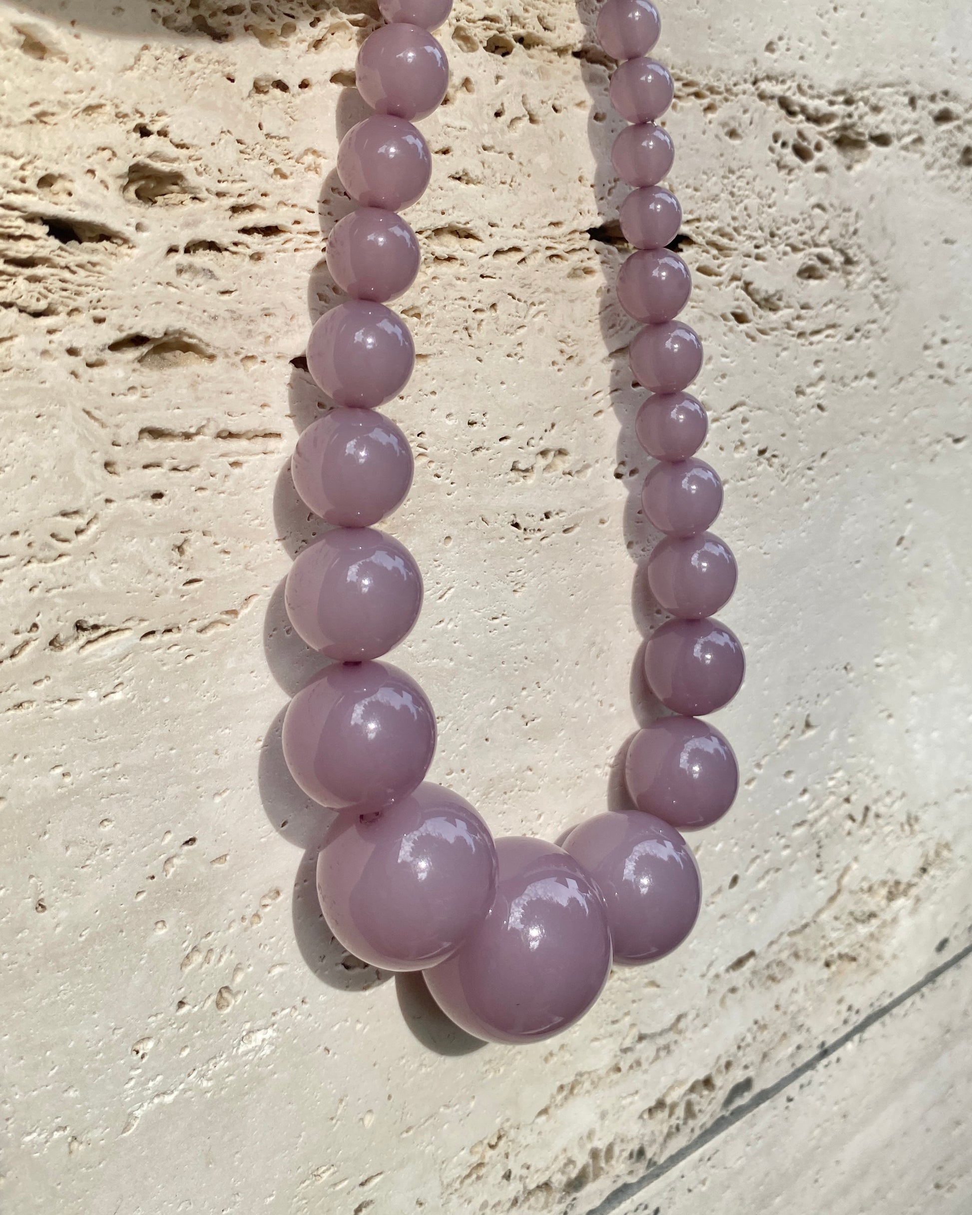 Mega Necklace - Plum -jewellery by Lemonade - travertin background- made by hand in Denmark