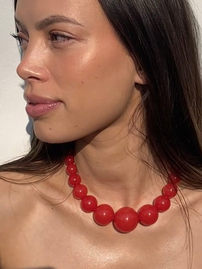 Mega Necklace - Red - Limited jewellery by Lemonade - made by hand in Denmark